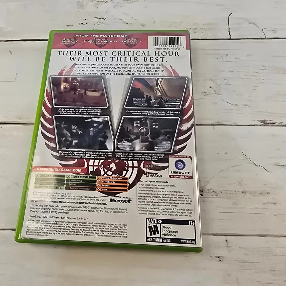 Tom Clancy's Rainbow Six Critical Hour Microsoft Xbox Original Game CIB Ubisoft
